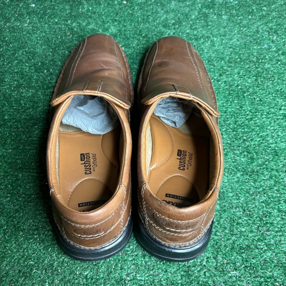 Clarks Ortholite‎ Brown Comfort Slip On Casual Loafers Shoes Size 11.5